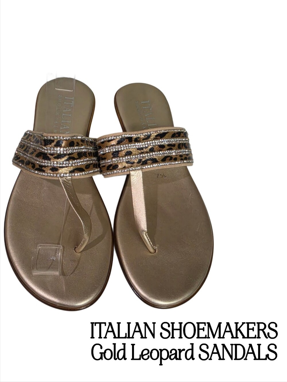 ITALIAN SHOEMAKERS Cushion soles sandals thong flip flop leopard design. 7.5 - Picture 3 of 8